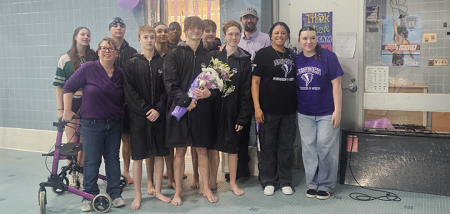 Norwich boys' swim honor senior Kris Deuel vs Oneonta